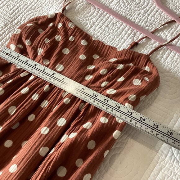Abercrombie & Fitch Flowy Polka Dot 100% Cotton Maxi Dress Sz ST - Picture 7 of 15